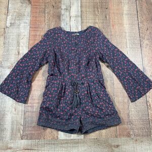 Next Girls Floral Boho Romper Size 6 Tassel Tie Embroidered Cottage Shorts